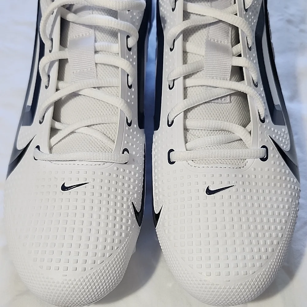 Nike Alpha Menace 4, White and Midnight Blue Men's Football Cleats